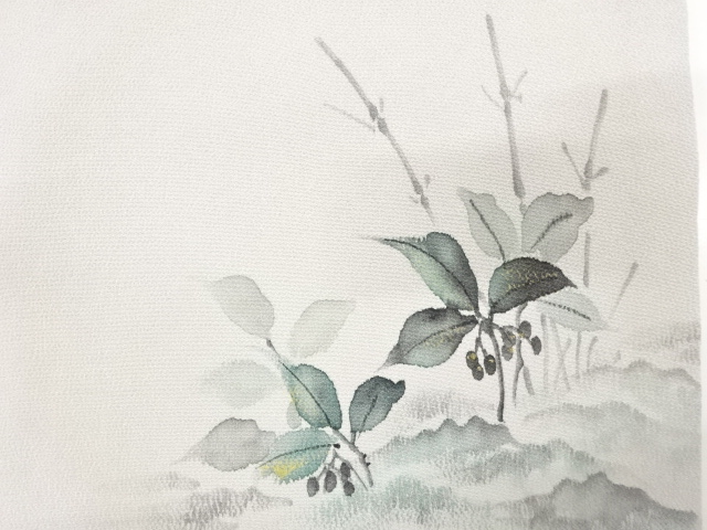 JAPANESE KIMONO / ANTIQUE NAGOYA OBI / SILK / CHIRIMEN / GRASS SEED / ARTIST WORK